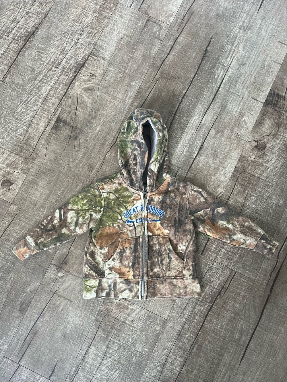 Vintage Cabela's Youth Camo Zip Hoodie in Green/Brown